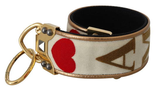 Dolce &amp; Gabbana Chic Gold AMORE Print Shoulder Strap