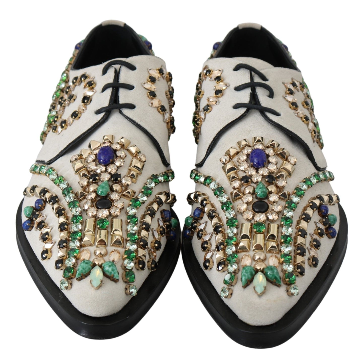 Dolce &amp; Gabbana Elegant white suede mules with crystals