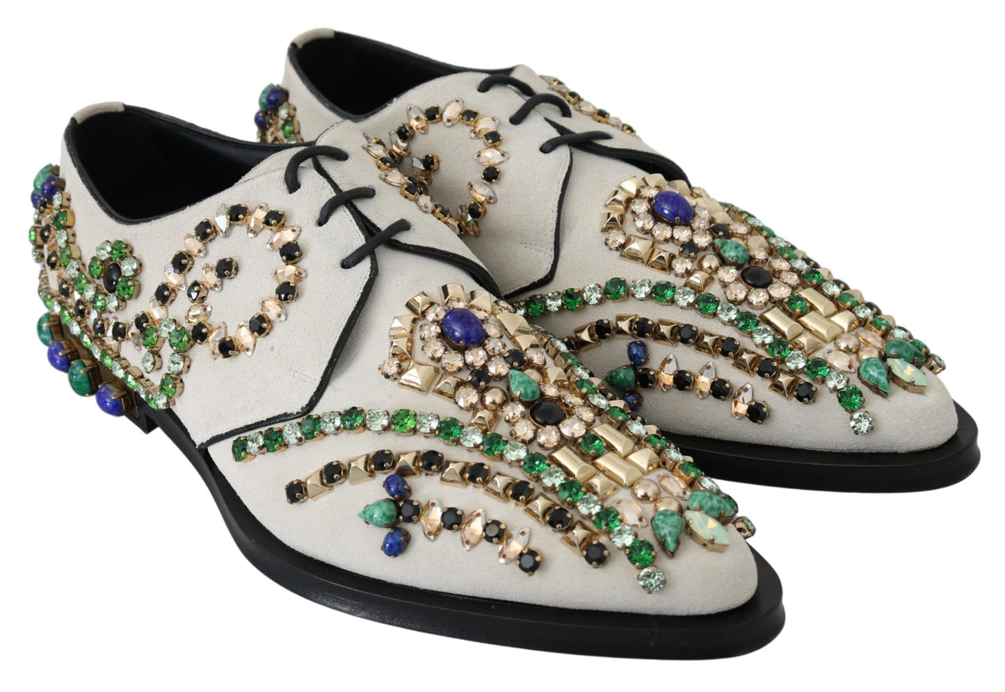 Dolce &amp; Gabbana Elegant white suede mules with crystals