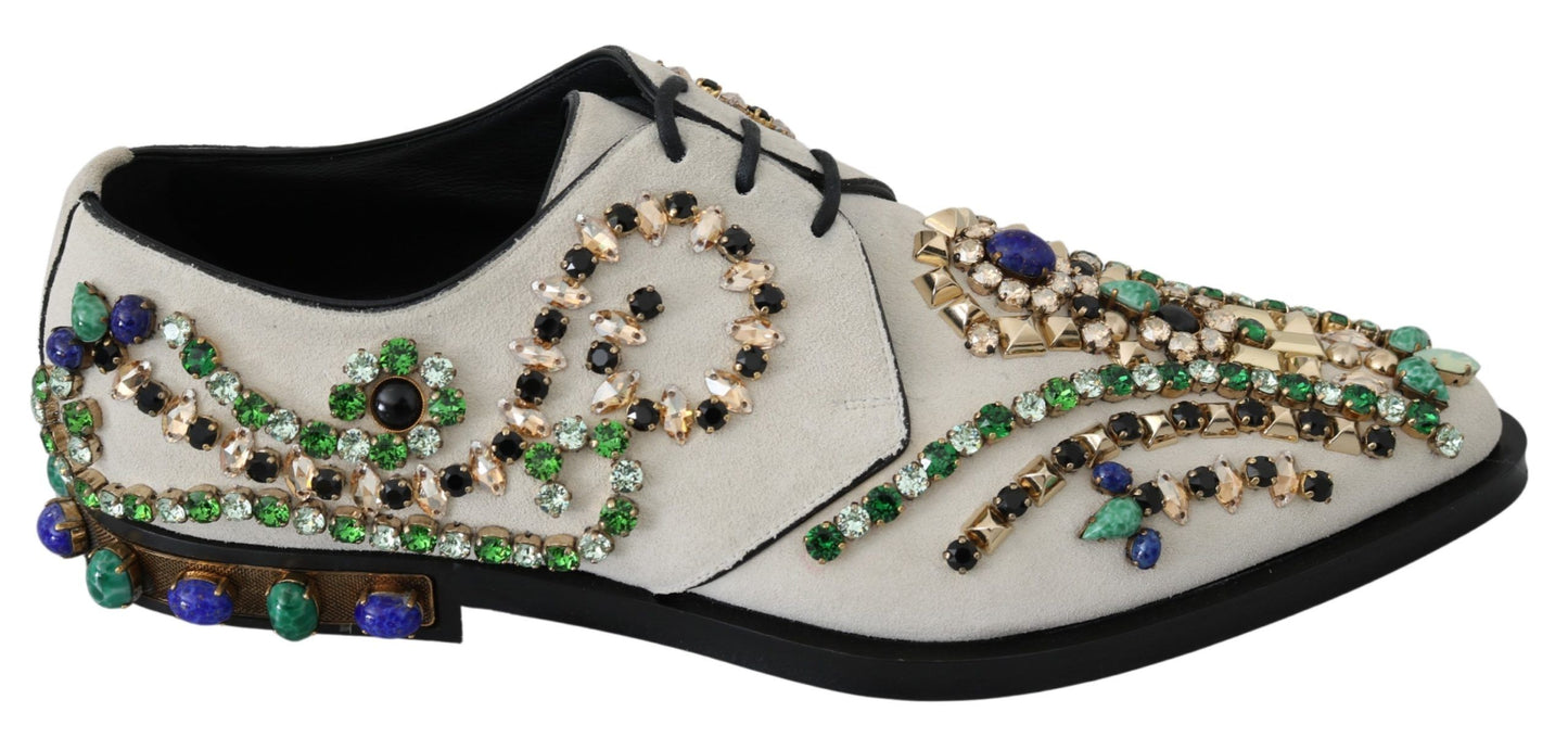 Dolce &amp; Gabbana Elegant white suede mules with crystals