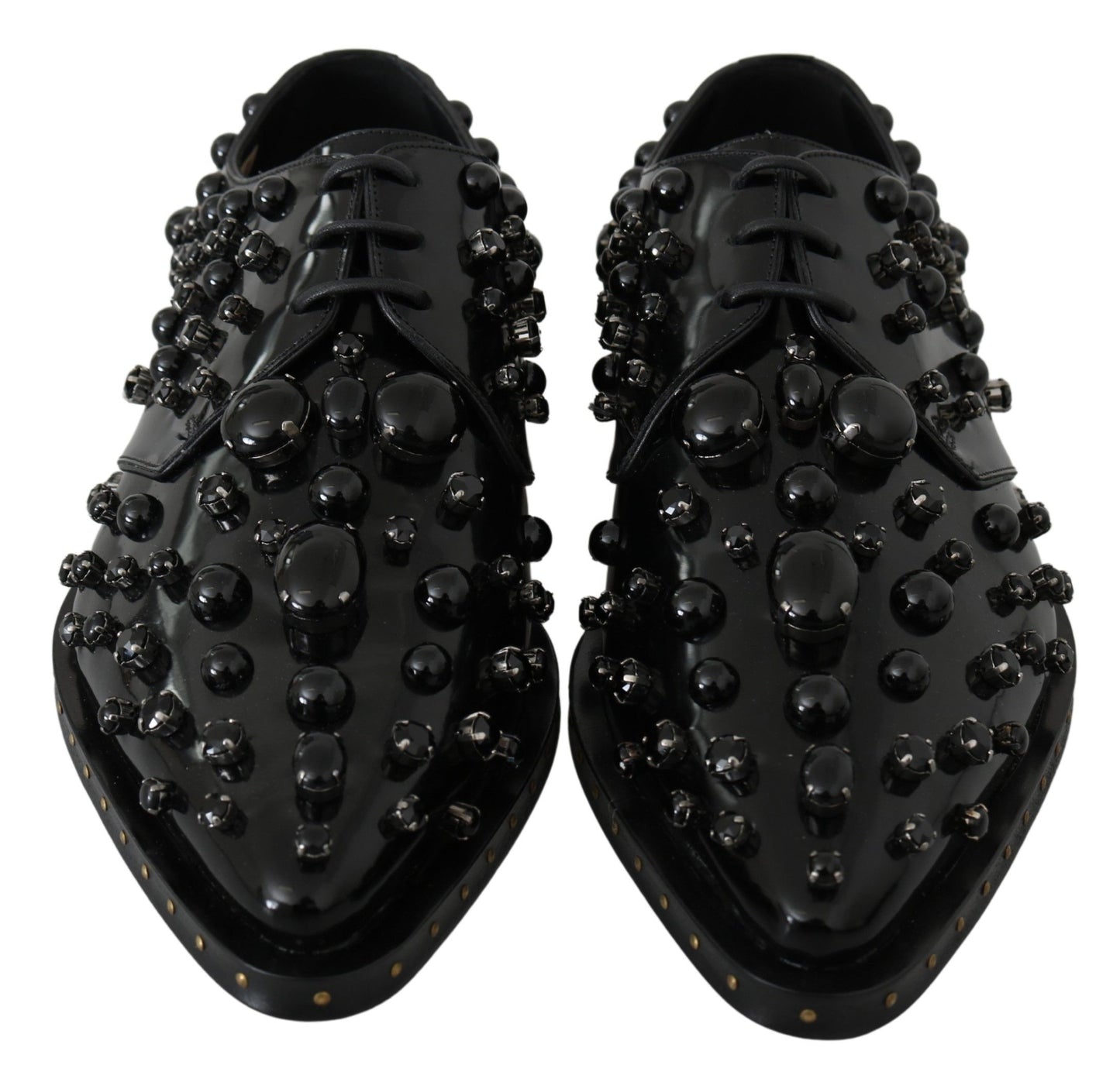 Dolce &amp; Gabbana Elegant Black Crystal Leather Shoes