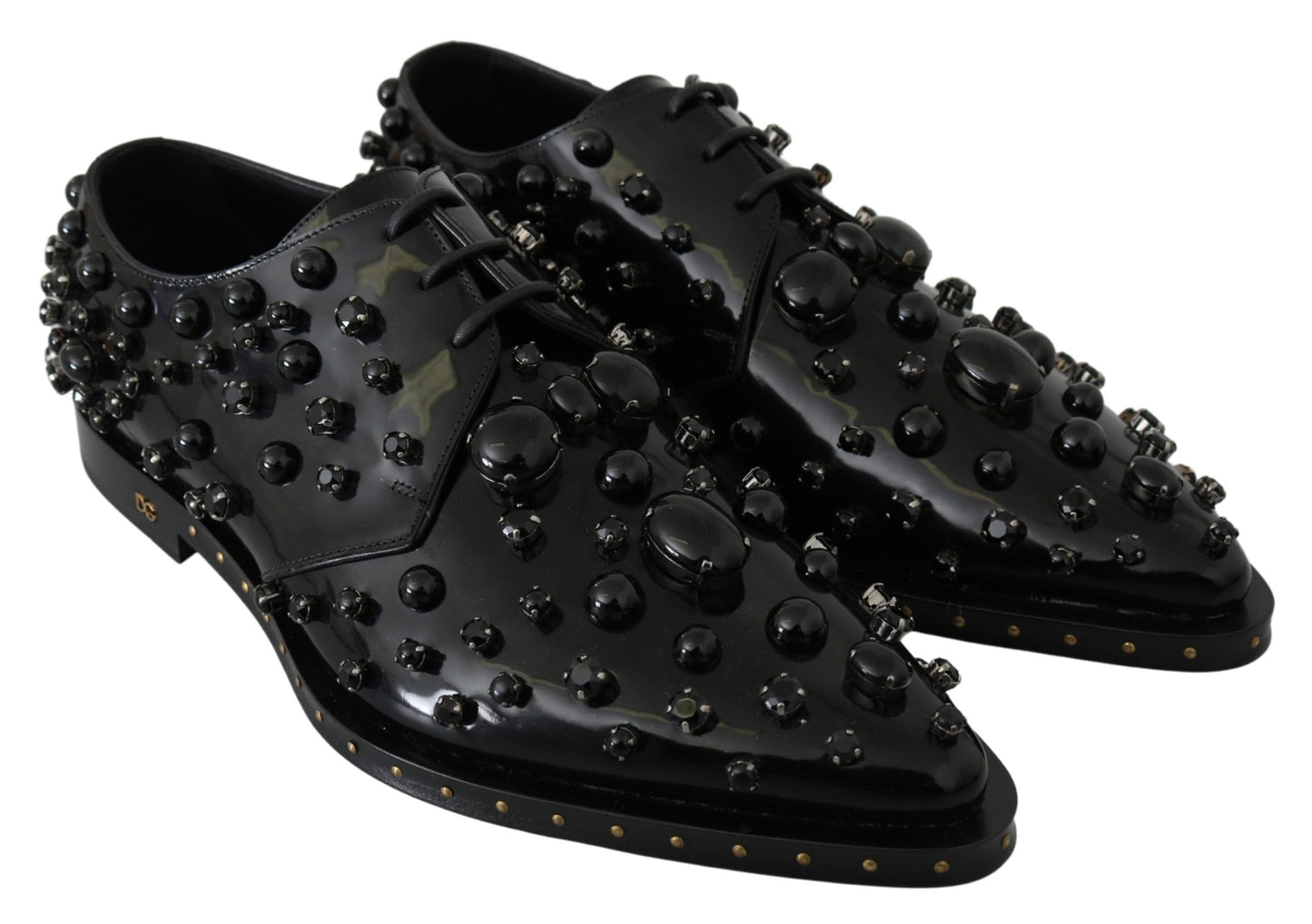 Dolce &amp; Gabbana Elegant Black Crystal Leather Shoes