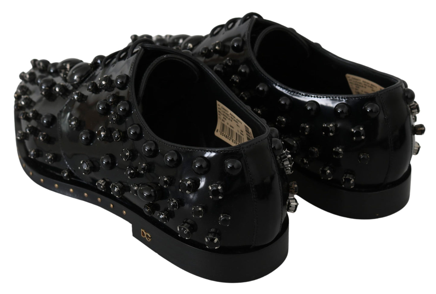 Dolce &amp; Gabbana Elegant Black Crystal Leather Shoes