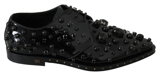 Dolce &amp; Gabbana Elegant Black Dress Shoes with Crystals