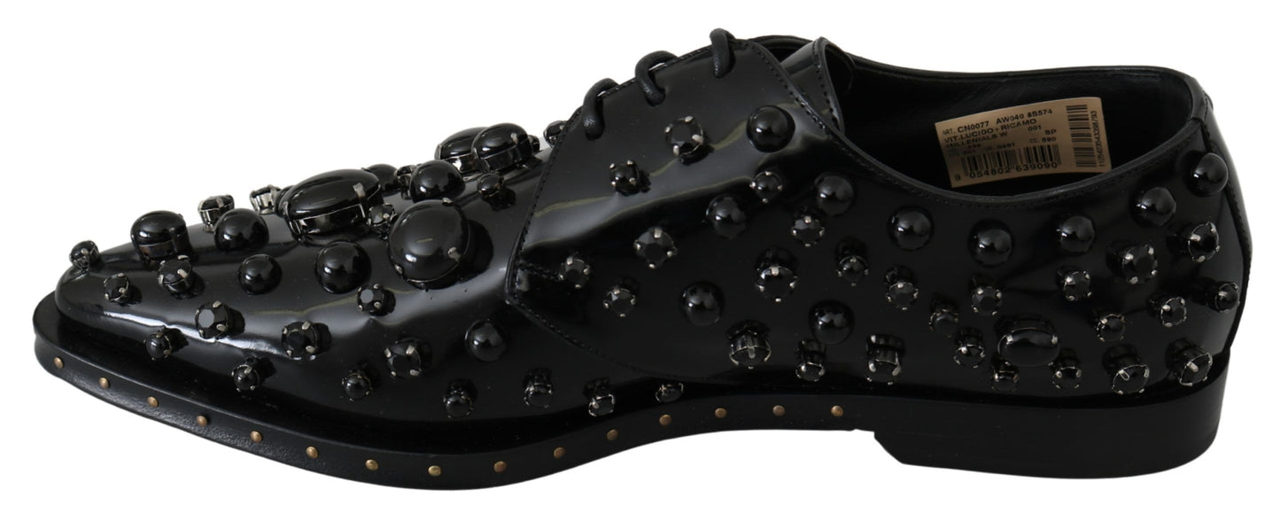 Dolce &amp; Gabbana Elegant Black Dress Shoes with Crystals