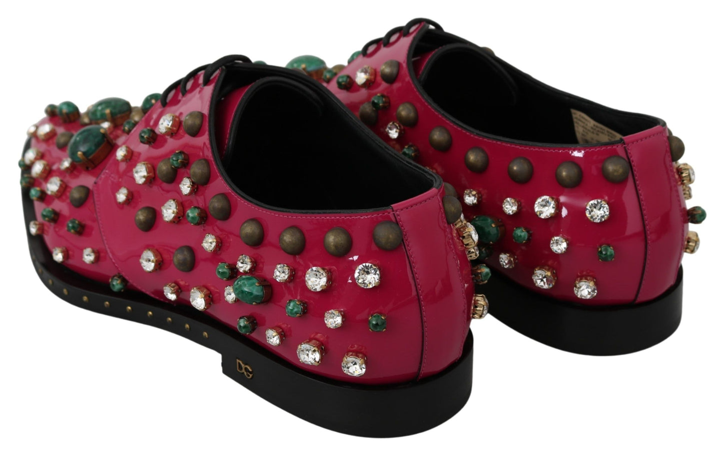 Dolce &amp; Gabbana Fuchsia Pink Crystal Patent Flats