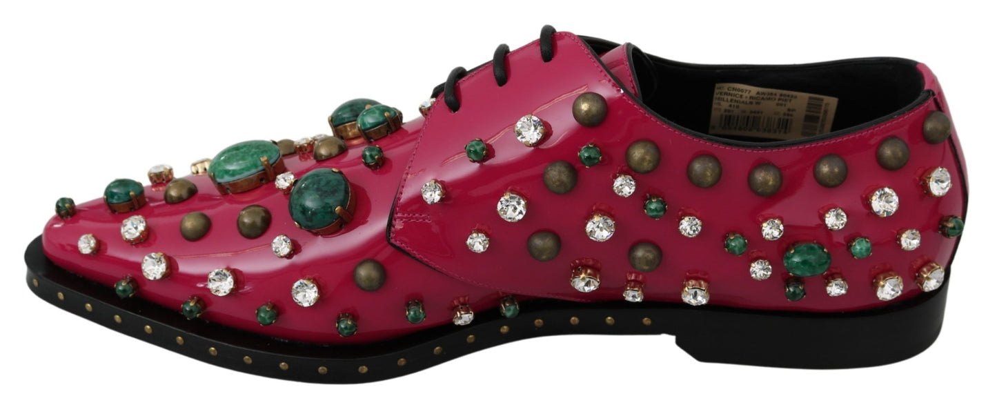 Dolce &amp; Gabbana Fuchsia Pink Crystal Patent Flats