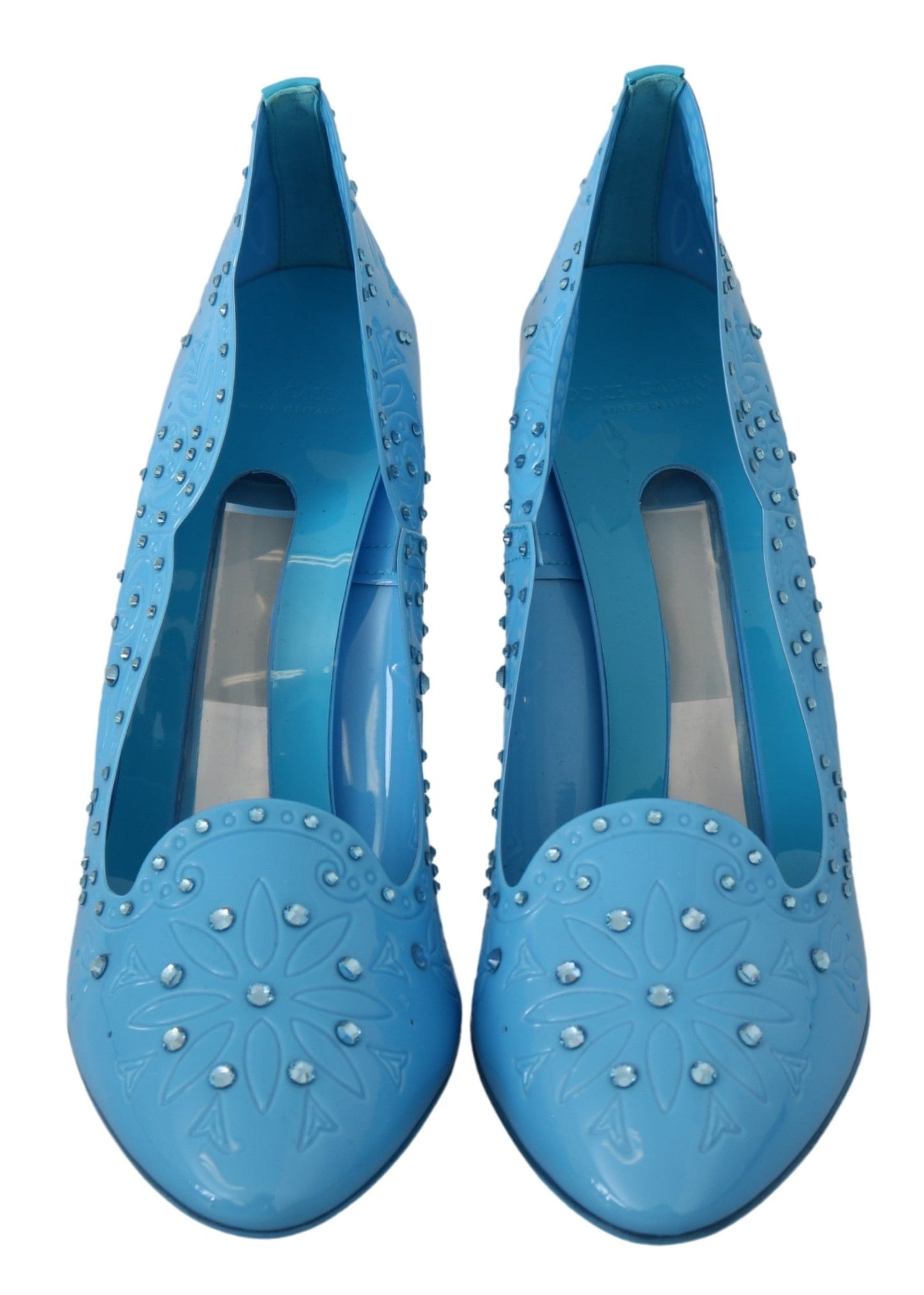 Dolce &amp; Gabbana Blue Cinderella Pumps with Crystal Embellishment