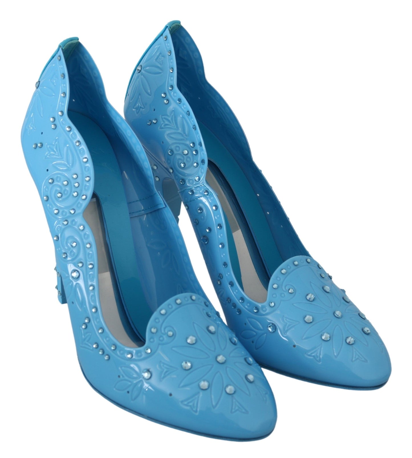 Dolce &amp; Gabbana Blue Cinderella Pumps with Crystal Embellishment