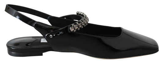 Jimmy Choo Elegant black patent flats with crystal accent