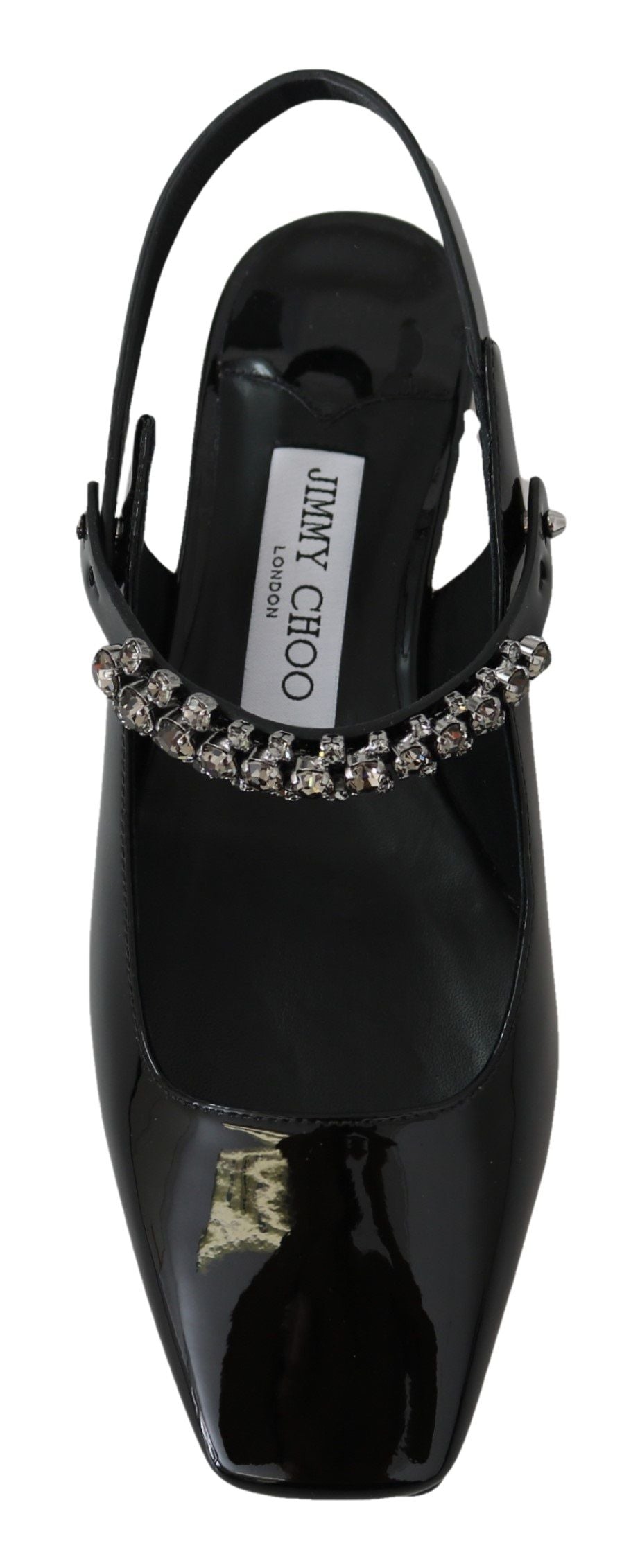 Jimmy Choo Elegant black patent flats with crystal accent