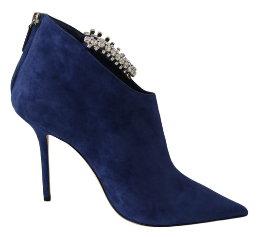 Jimmy Choo Pop Blue Crystal Strap Heeled Boots