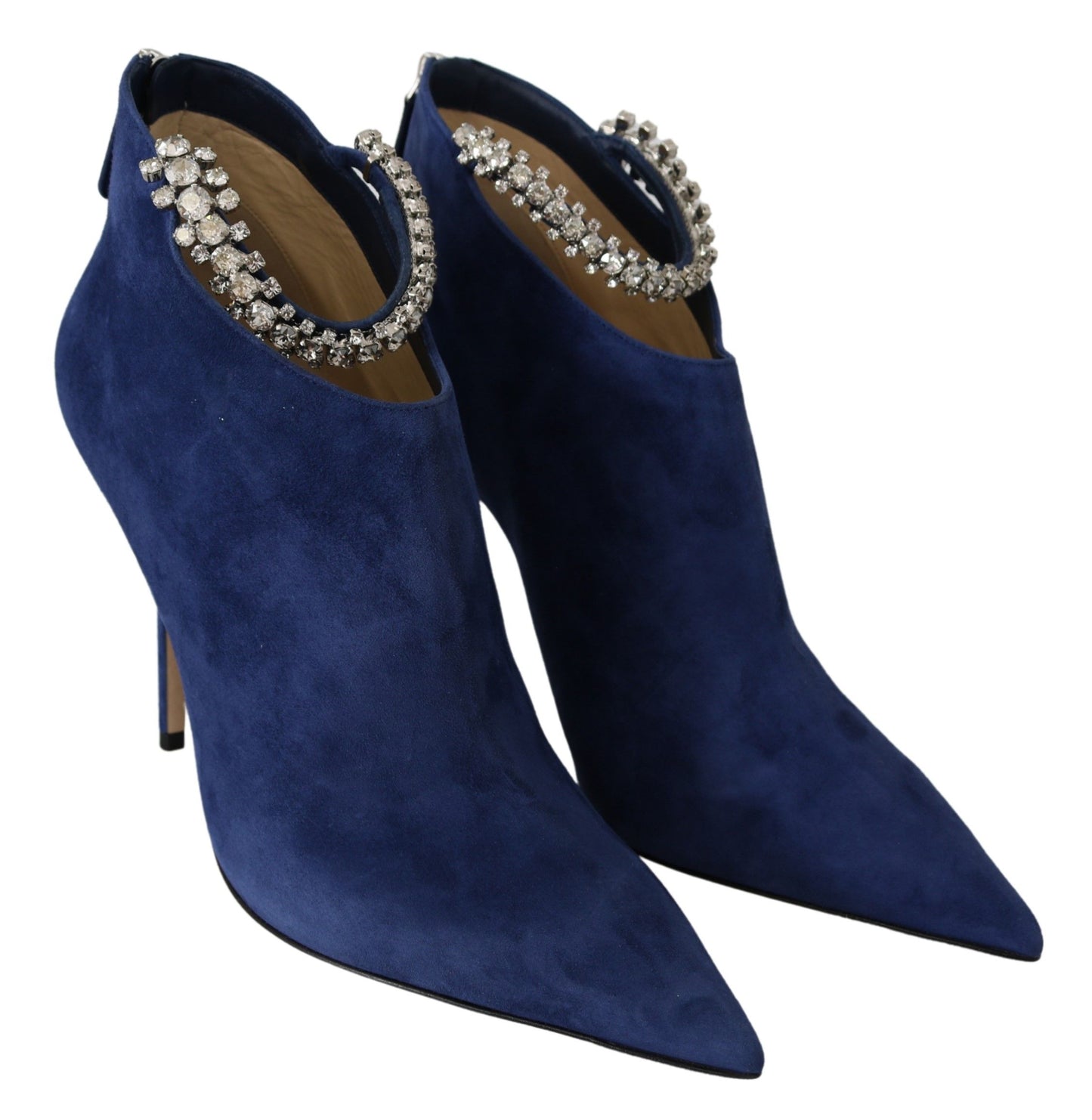 Jimmy Choo Pop Blue Crystal Strap Heeled Boots