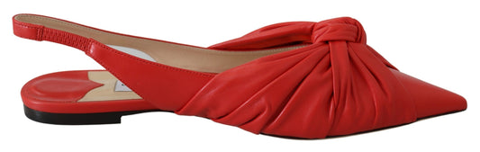 Jimmy Choo Chic red pointed leather flats