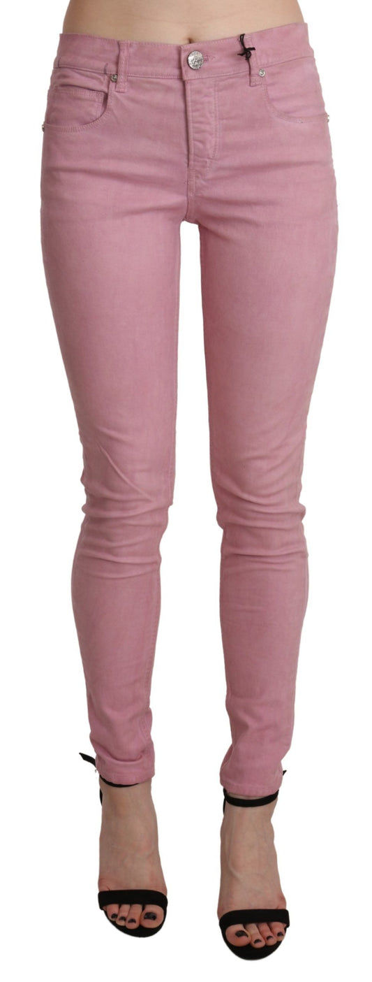 Eight Chic Pink Mid Waist Skinny Jeans