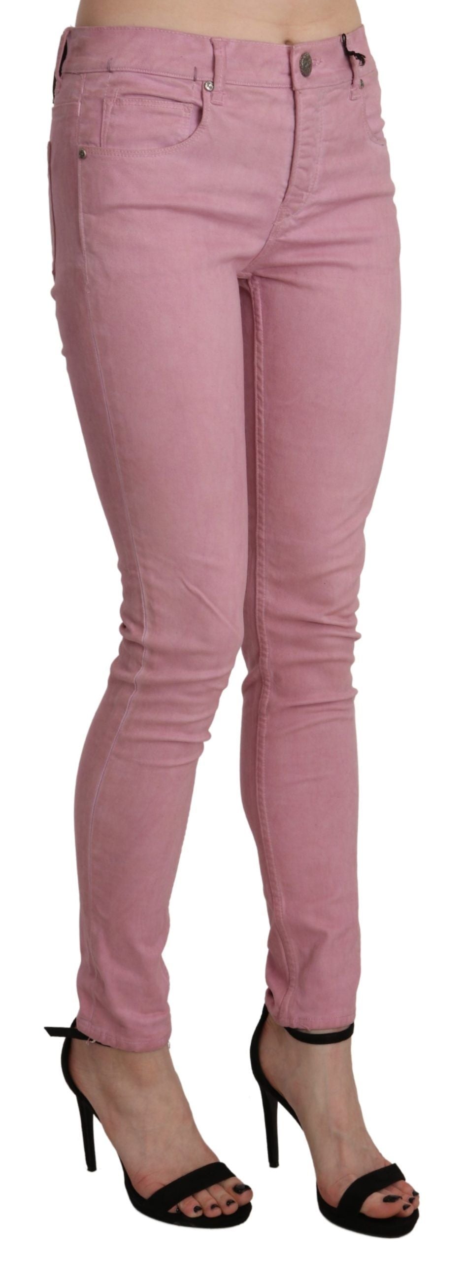 Eight Chic Pink Mid Waist Skinny Jeans