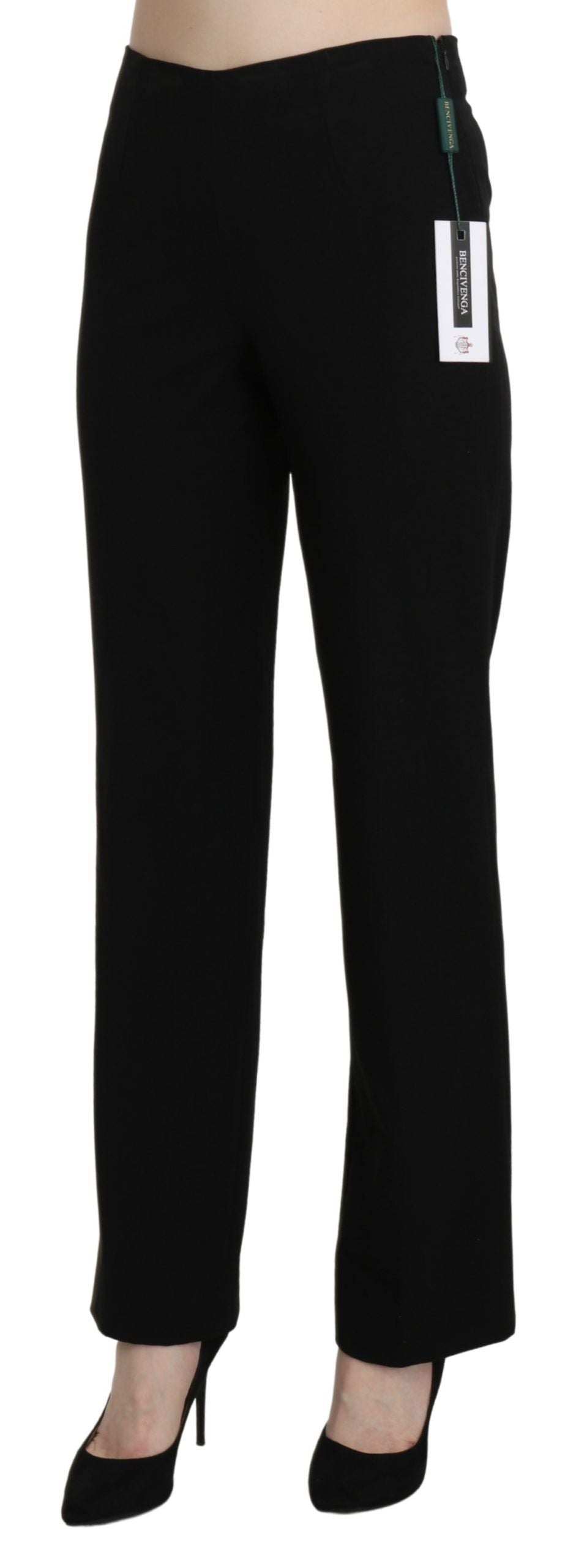 BENCIVENGA Elegant Black Straight Pants with High Waist