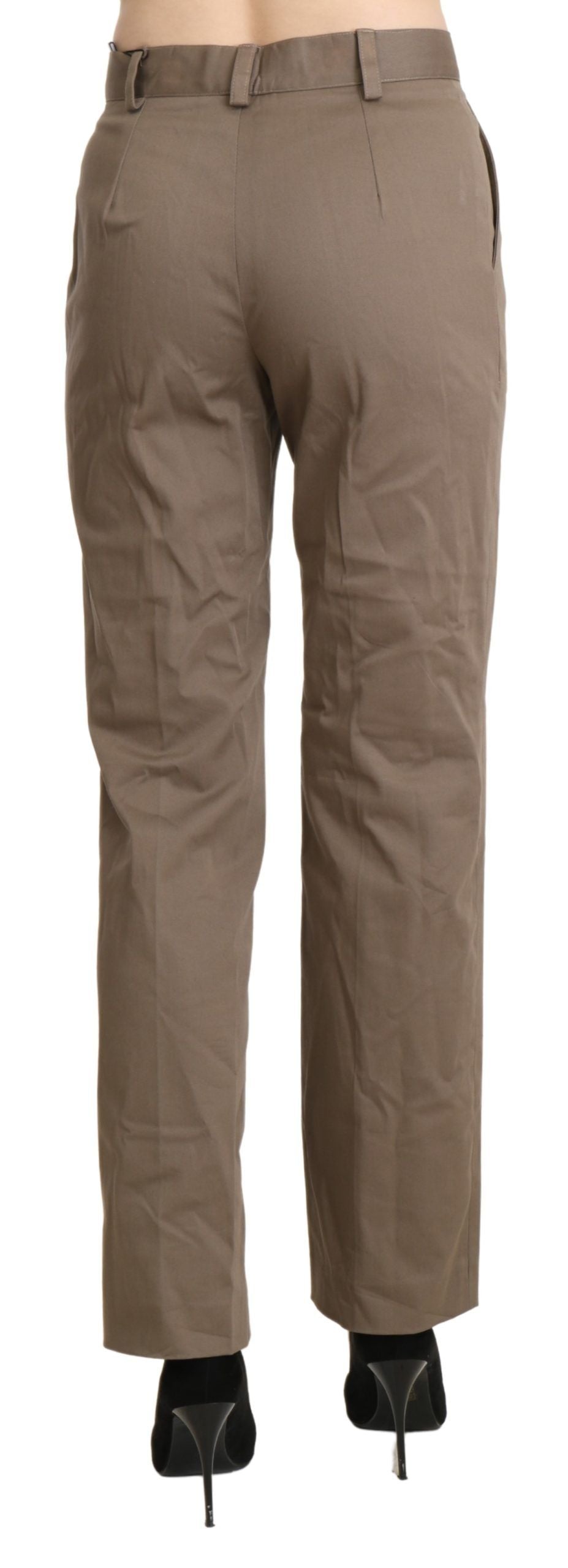 BENCIVENGA Elegant Straight Pants with High Waist in Brown