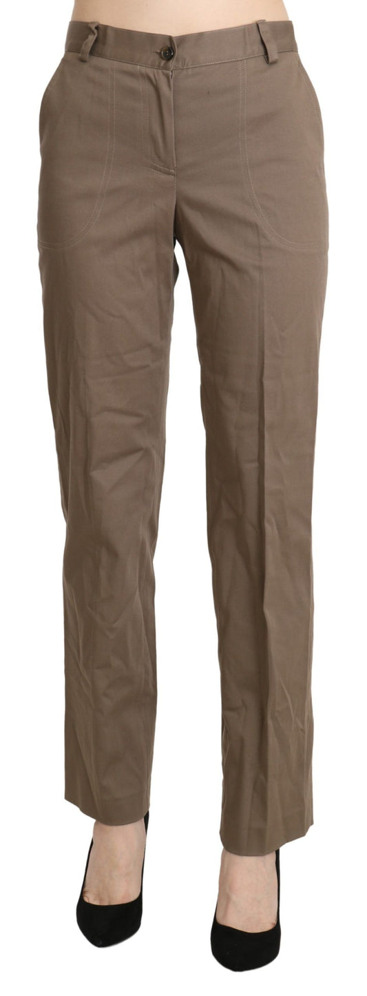 BENCIVENGA Elegant Straight Pants with High Waist in Brown