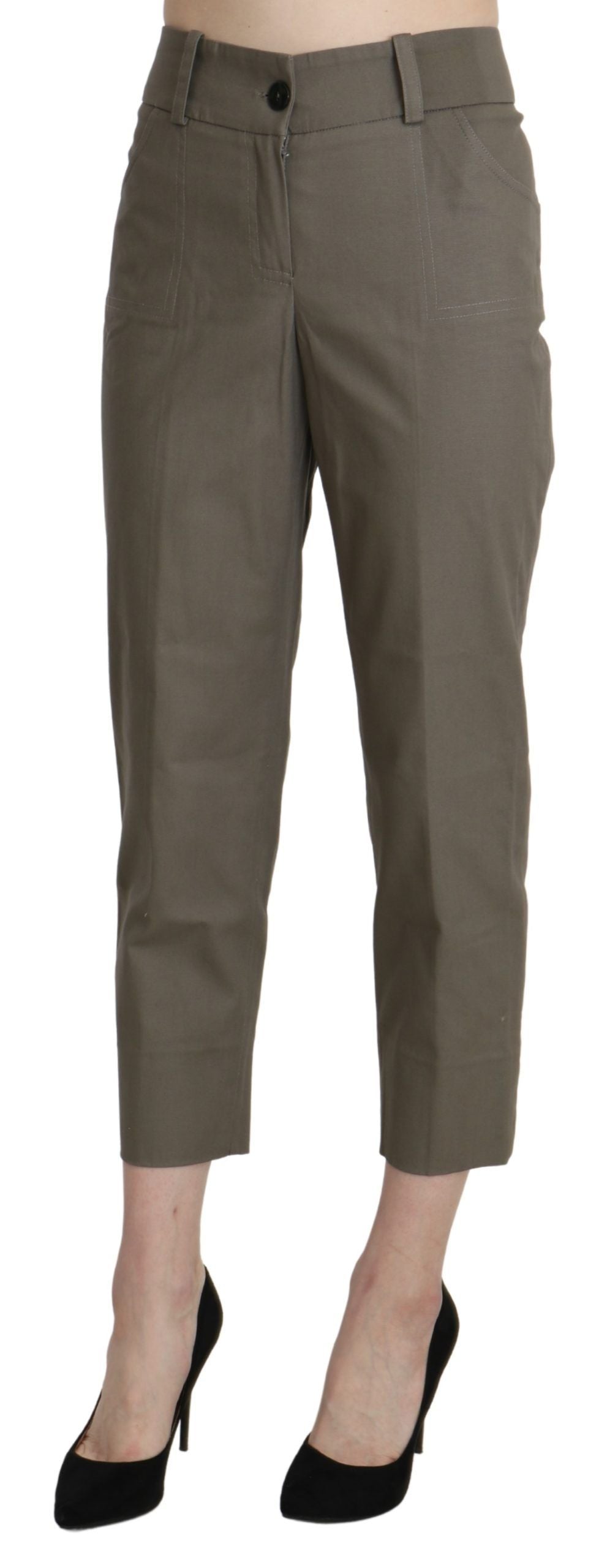 BENCIVENGA Elegant cropped trousers with high waist in grey