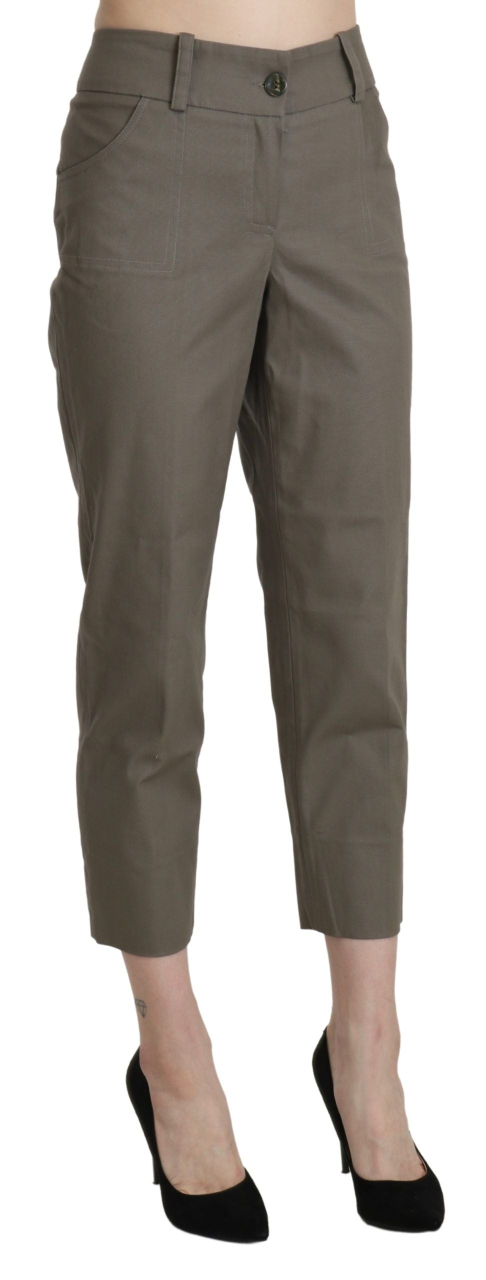 BENCIVENGA Elegant cropped trousers with high waist in grey