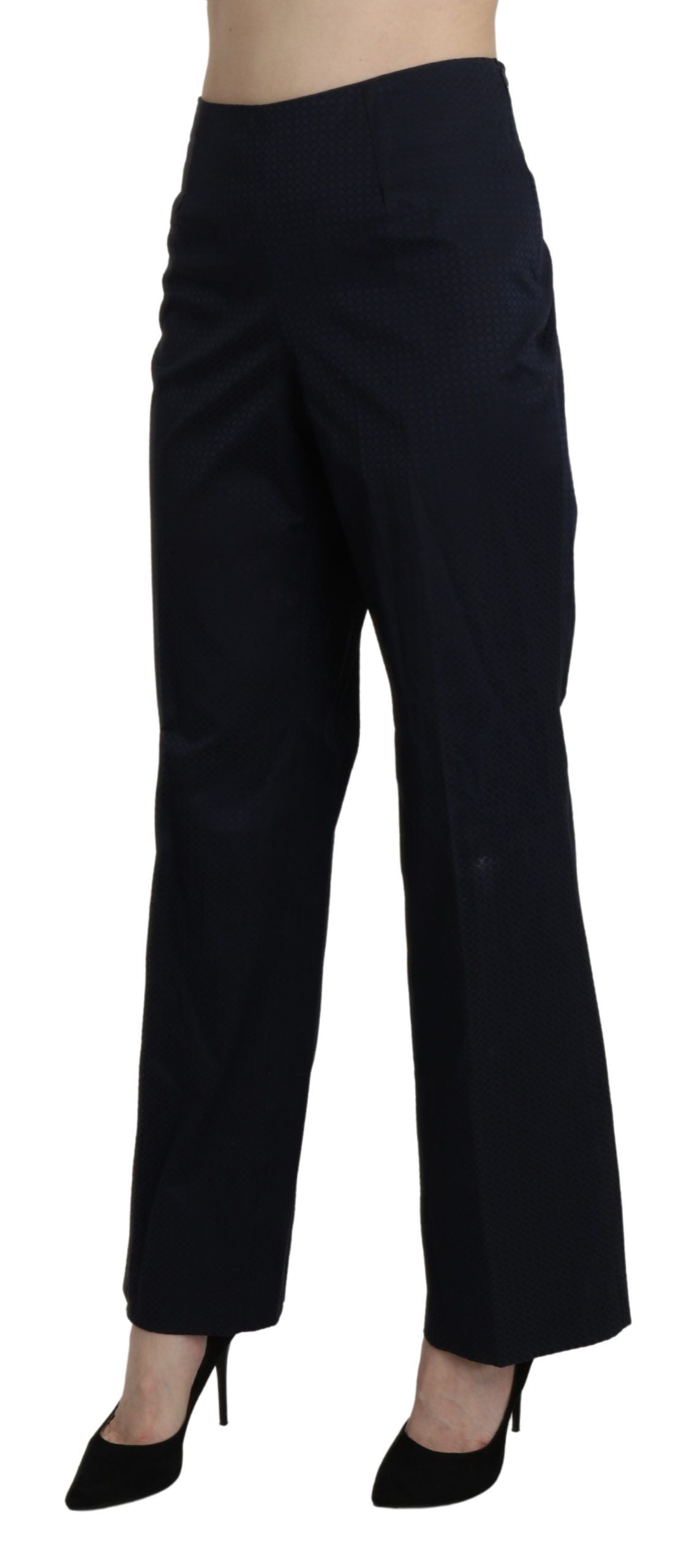 BENCIVENGA Navy blue high waist straight cotton trousers