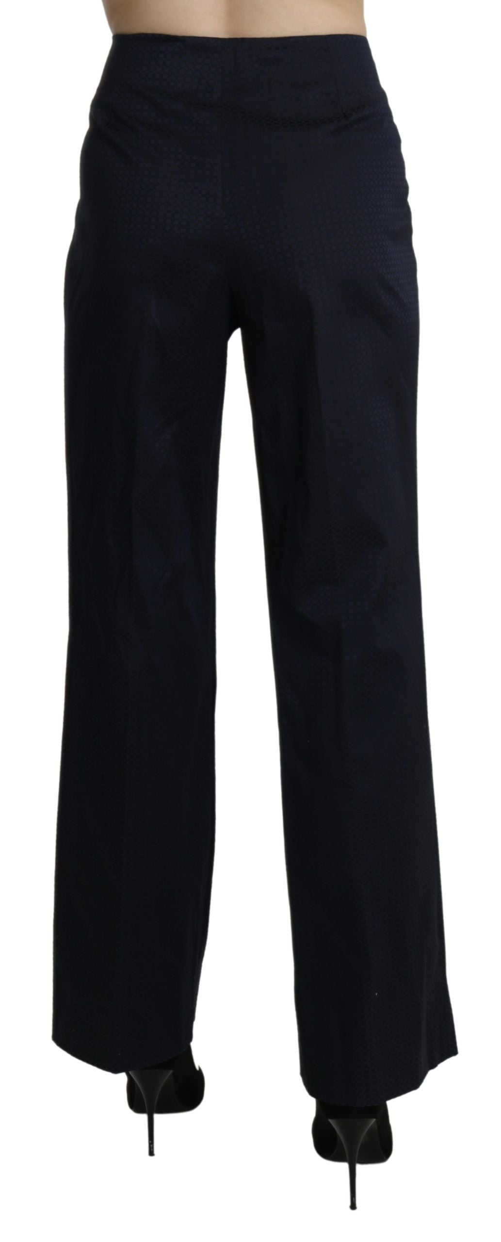 BENCIVENGA Navy blue high waist straight cotton trousers