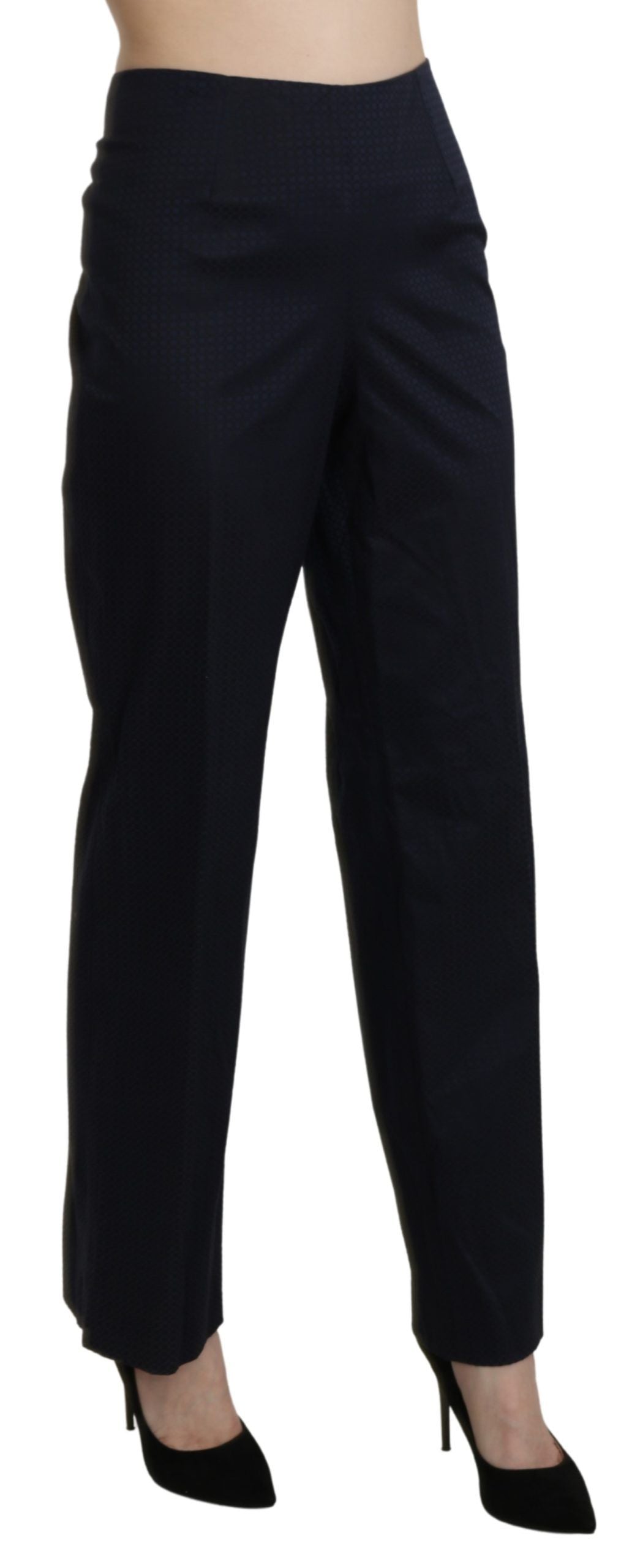 BENCIVENGA Navy blue high waist straight cotton trousers