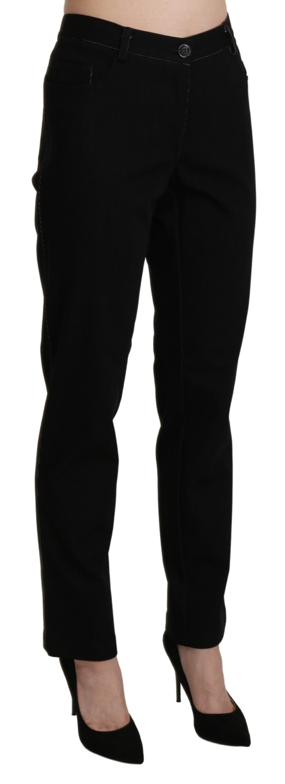 BENCIVENGA Elegant straight black trousers with high waist