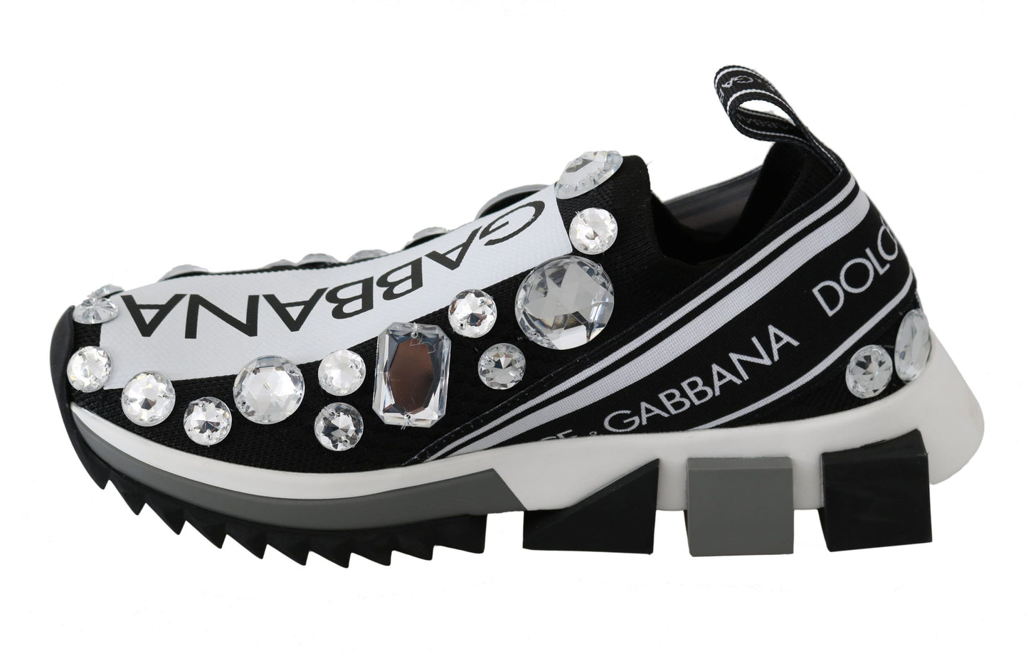 Dolce &amp; Gabbana Chic monochrome sneakers with crystal trim