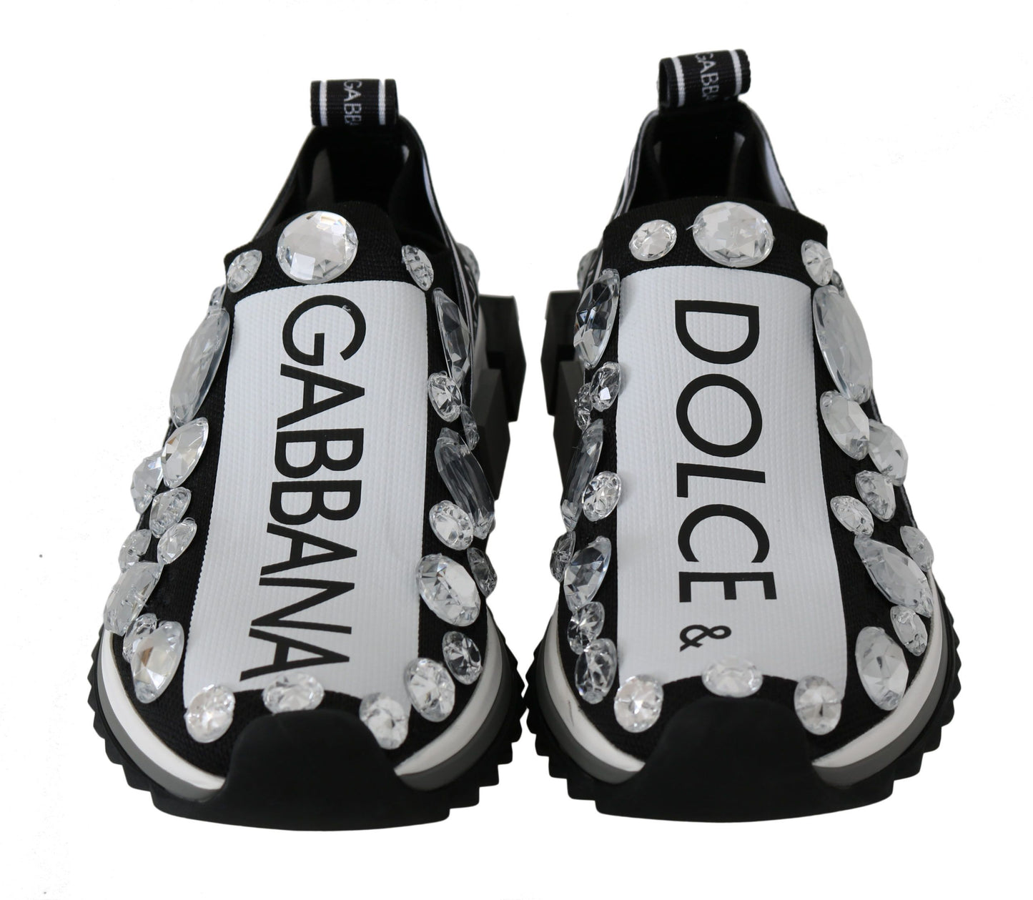 Dolce &amp; Gabbana Chic monochrome sneakers with crystal trim