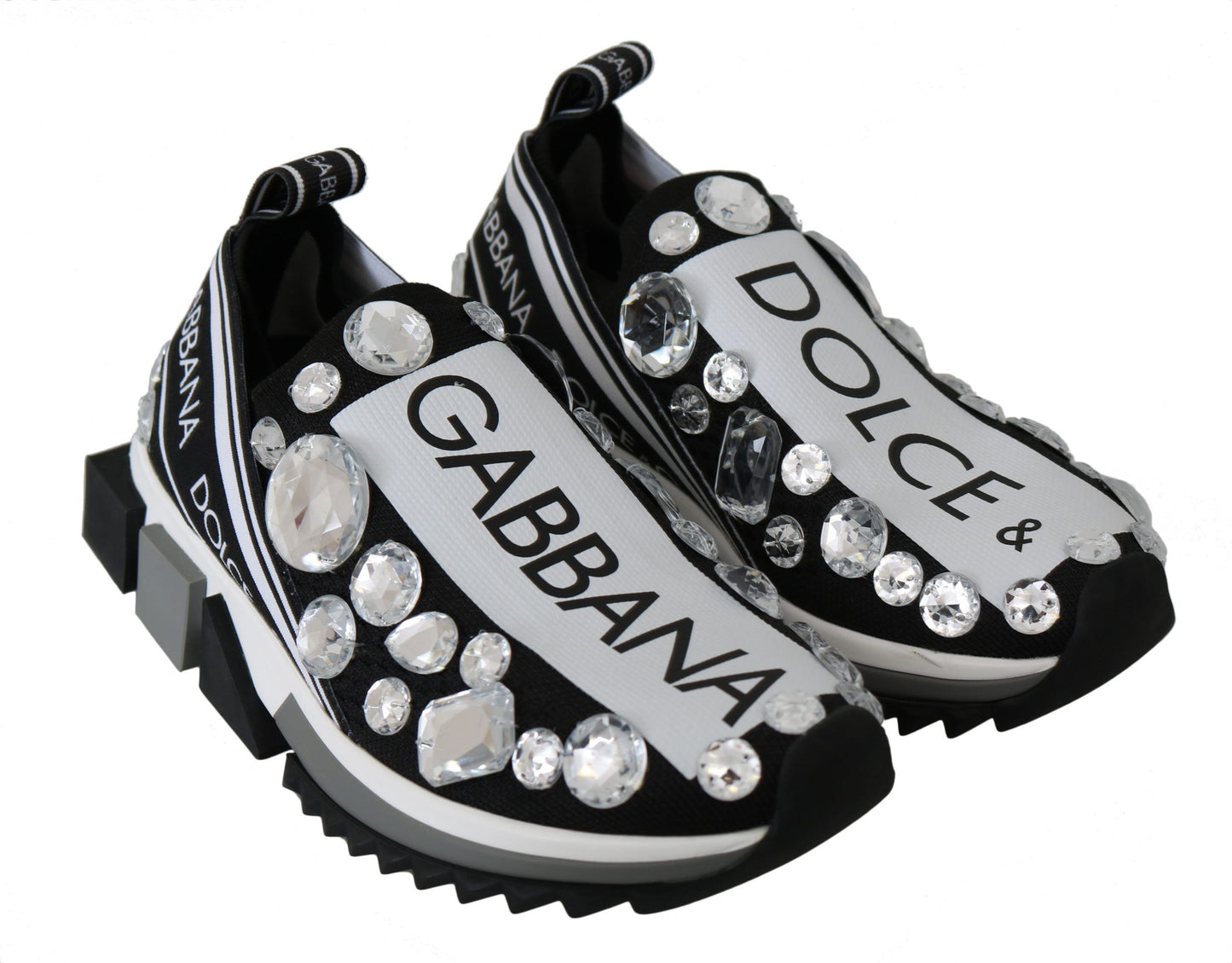 Dolce &amp; Gabbana Chic monochrome sneakers with crystal trim