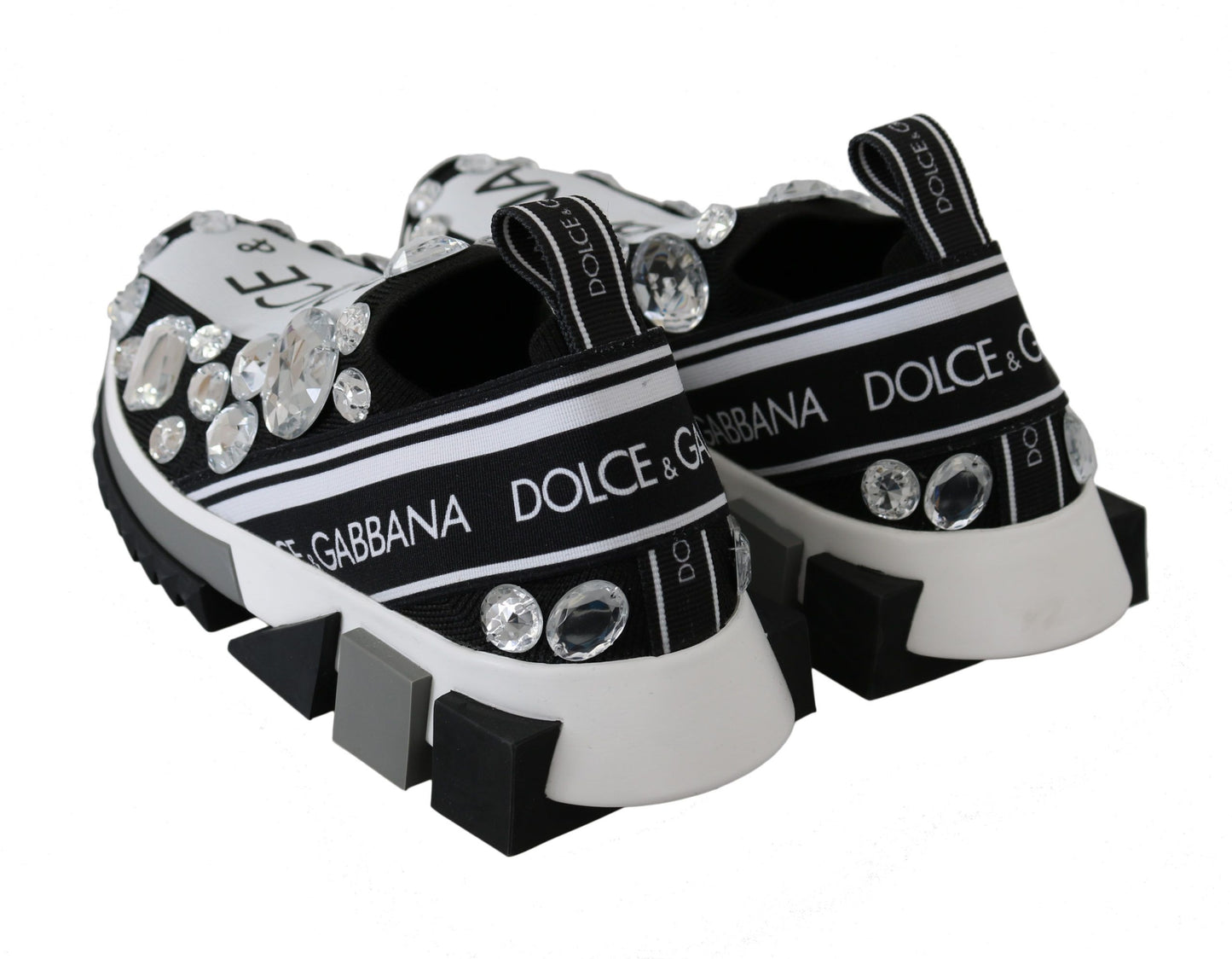 Dolce &amp; Gabbana Chic monochrome sneakers with crystal trim