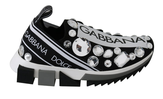 Dolce &amp; Gabbana Chic monochrome sneakers with crystal trim