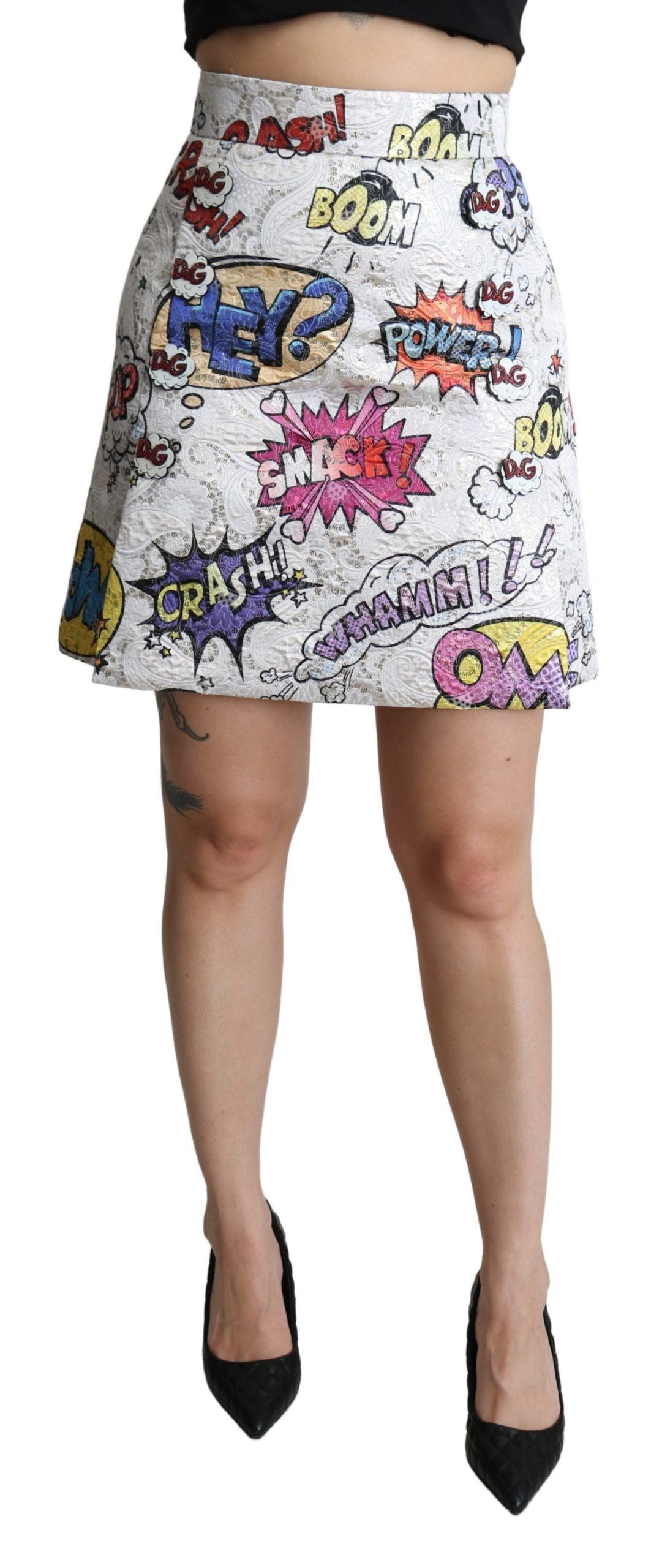 Dolce &amp; Gabbana Chic Cartoon Brocade Mini Skirt