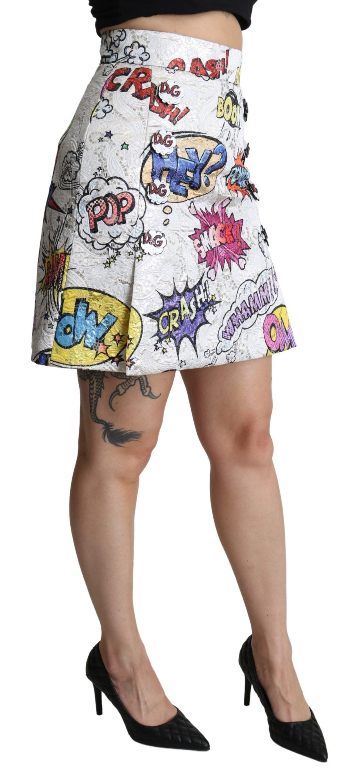 Dolce &amp; Gabbana Chic Cartoon Brocade Mini Skirt