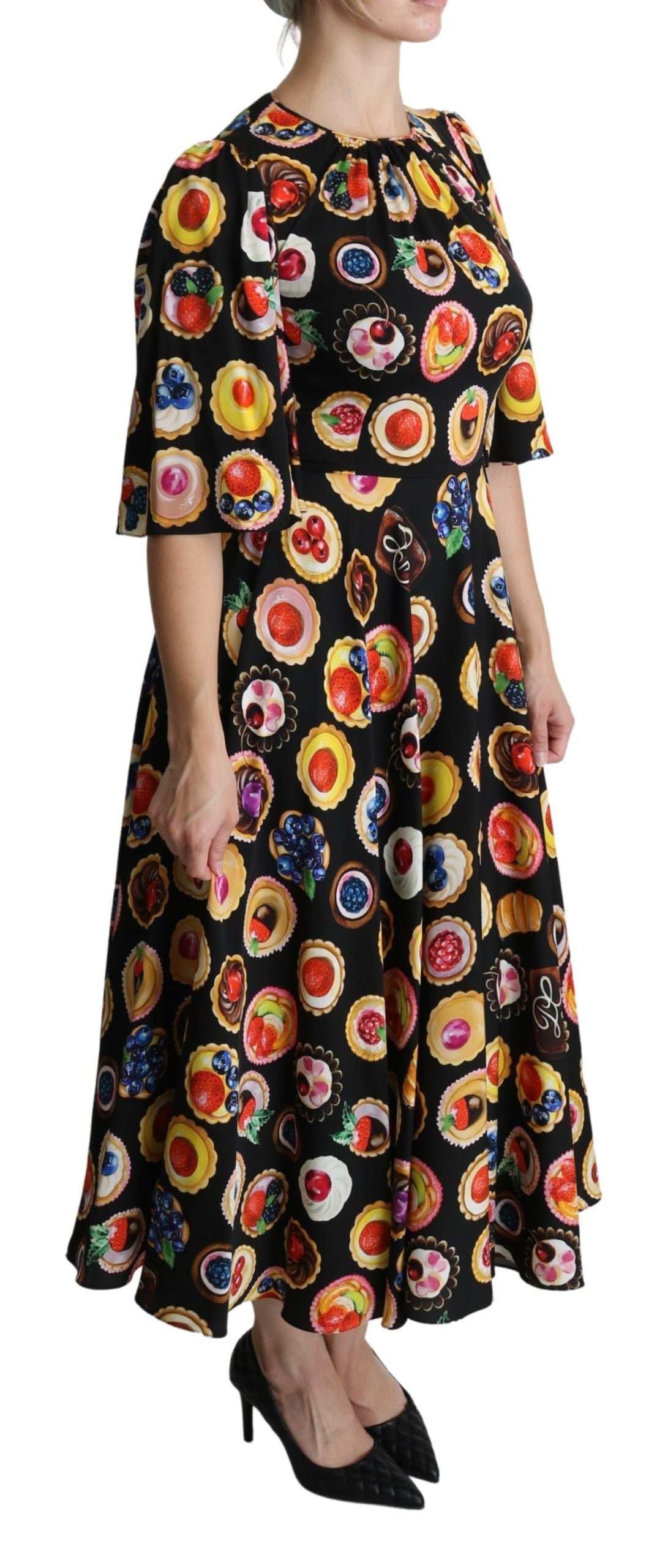 Dolce &amp; Gabbana Chic Multicolor Maxi Dress with Desserts Print