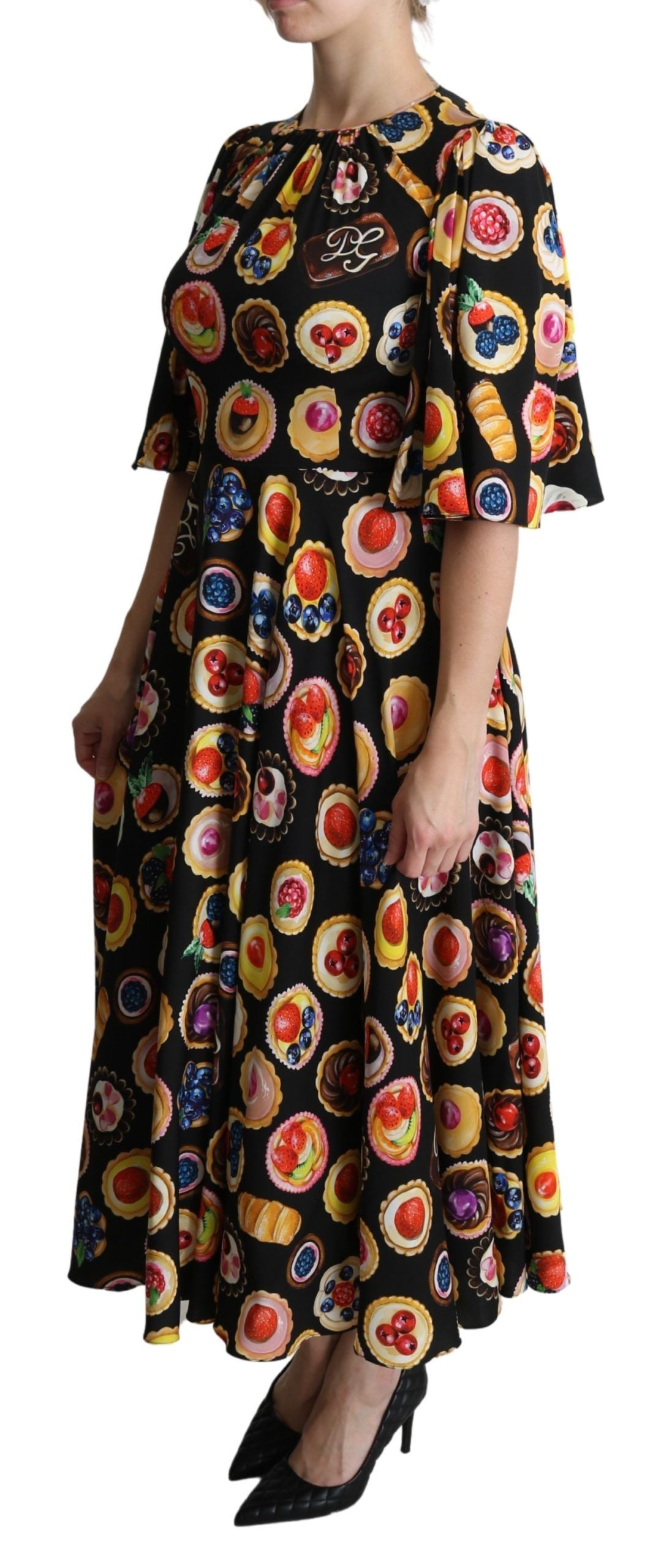 Dolce &amp; Gabbana Chic Multicolor Maxi Dress with Desserts Print