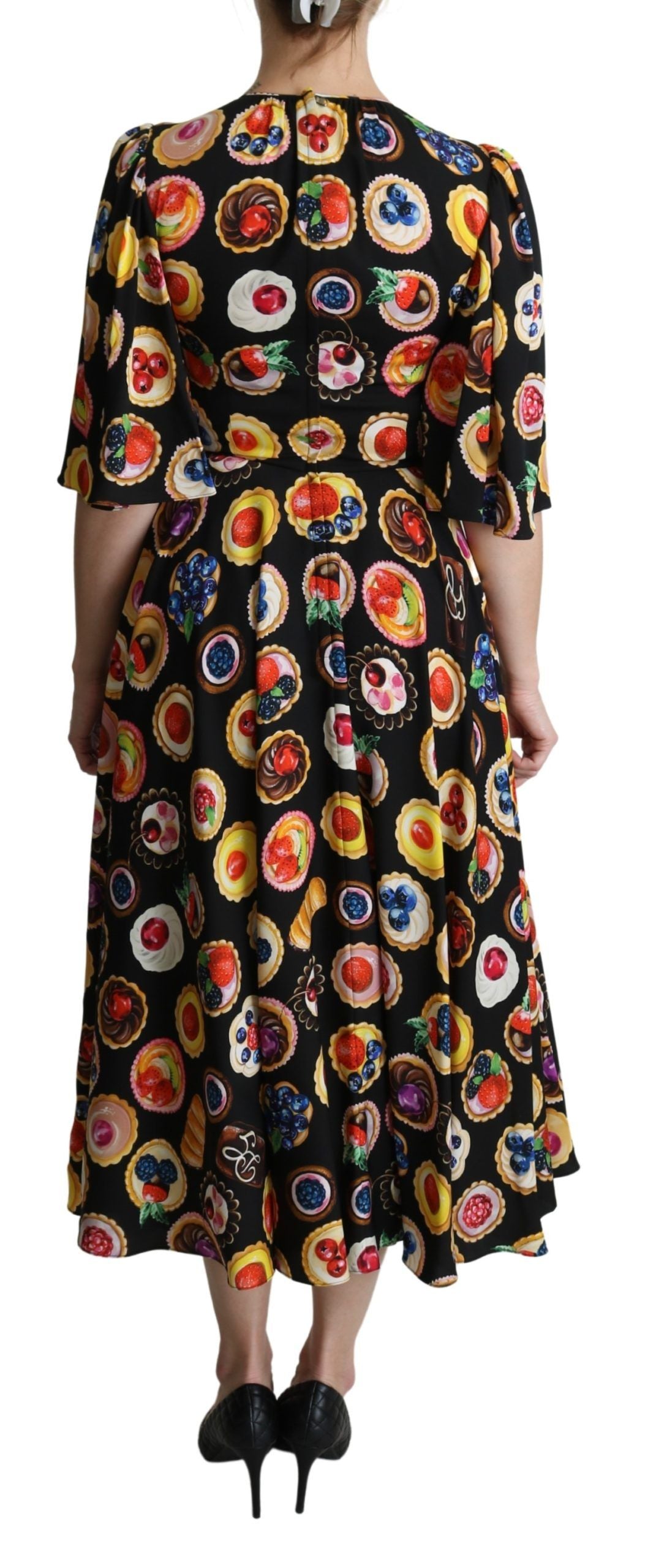 Dolce &amp; Gabbana Chic Multicolor Maxi Dress with Desserts Print