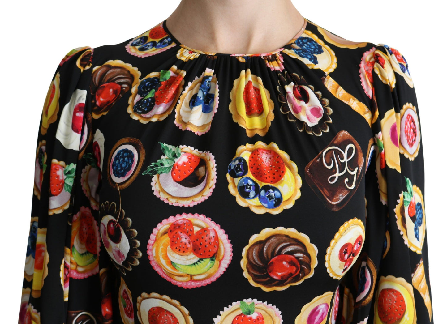 Dolce &amp; Gabbana Chic Multicolor Maxi Dress with Desserts Print