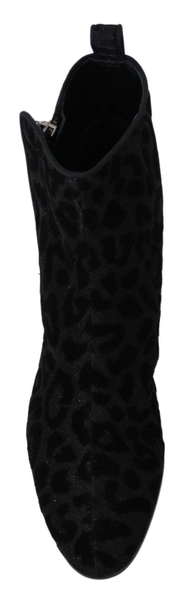 Dolce &amp; Gabbana Elegant black short boots with leopard print