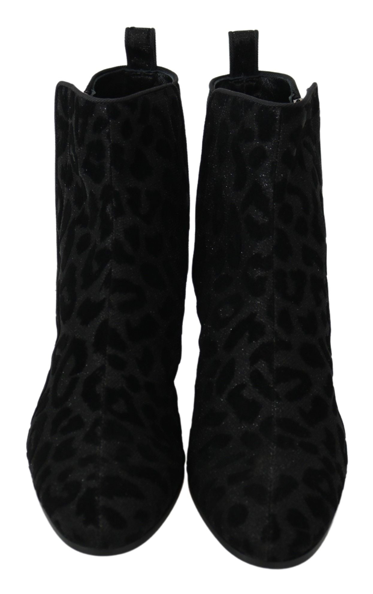 Dolce &amp; Gabbana Elegant black short boots with leopard print