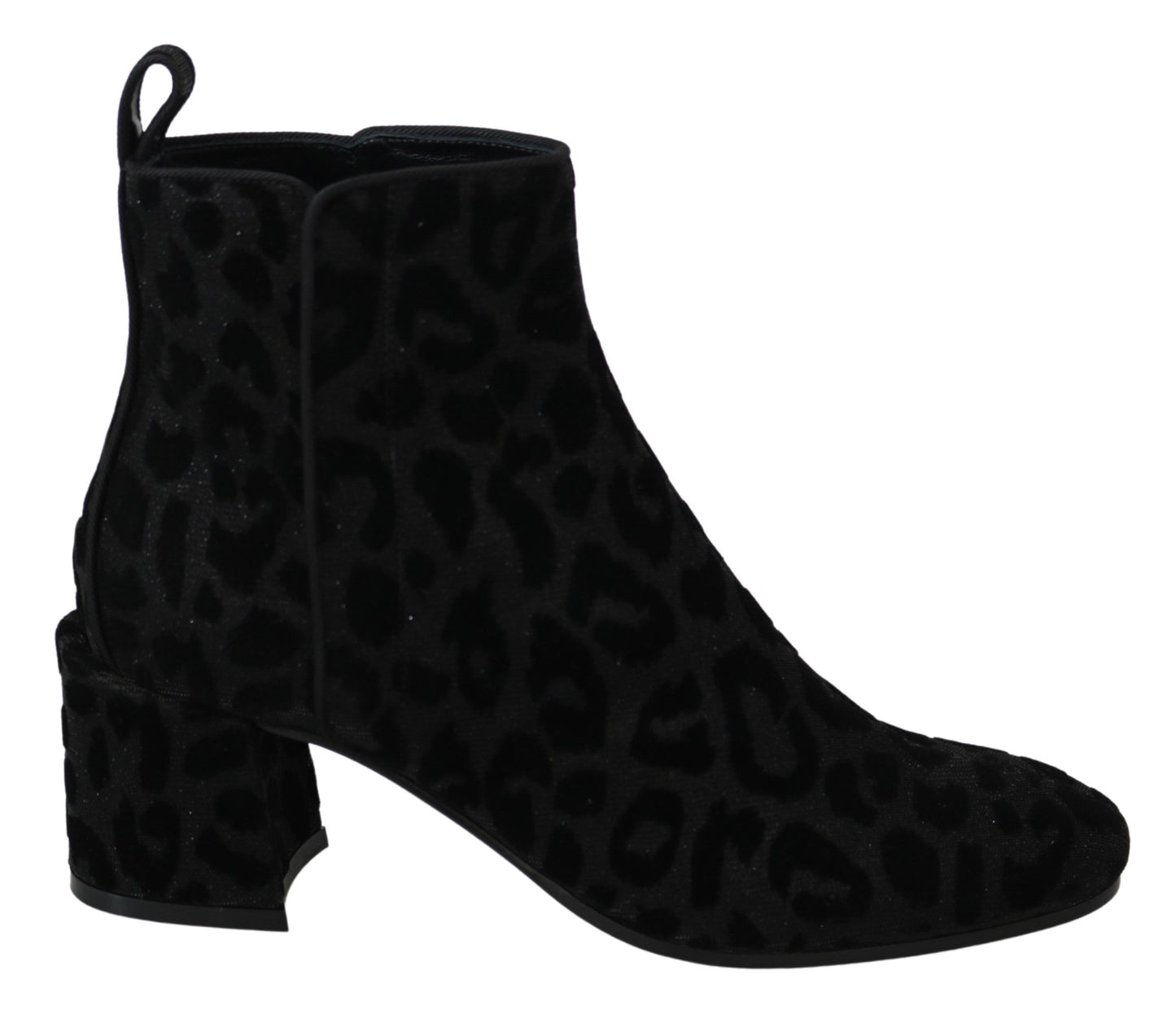 Dolce &amp; Gabbana Elegant black short boots with leopard print