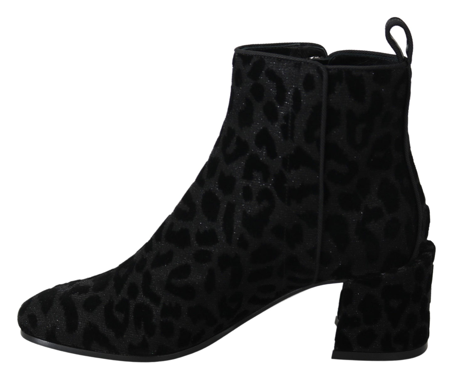 Dolce &amp; Gabbana Elegant black short boots with leopard print