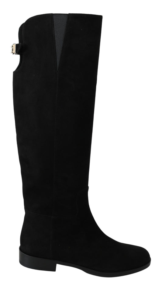 Dolce &amp; Gabbana Elegant knee-high boots in black suede