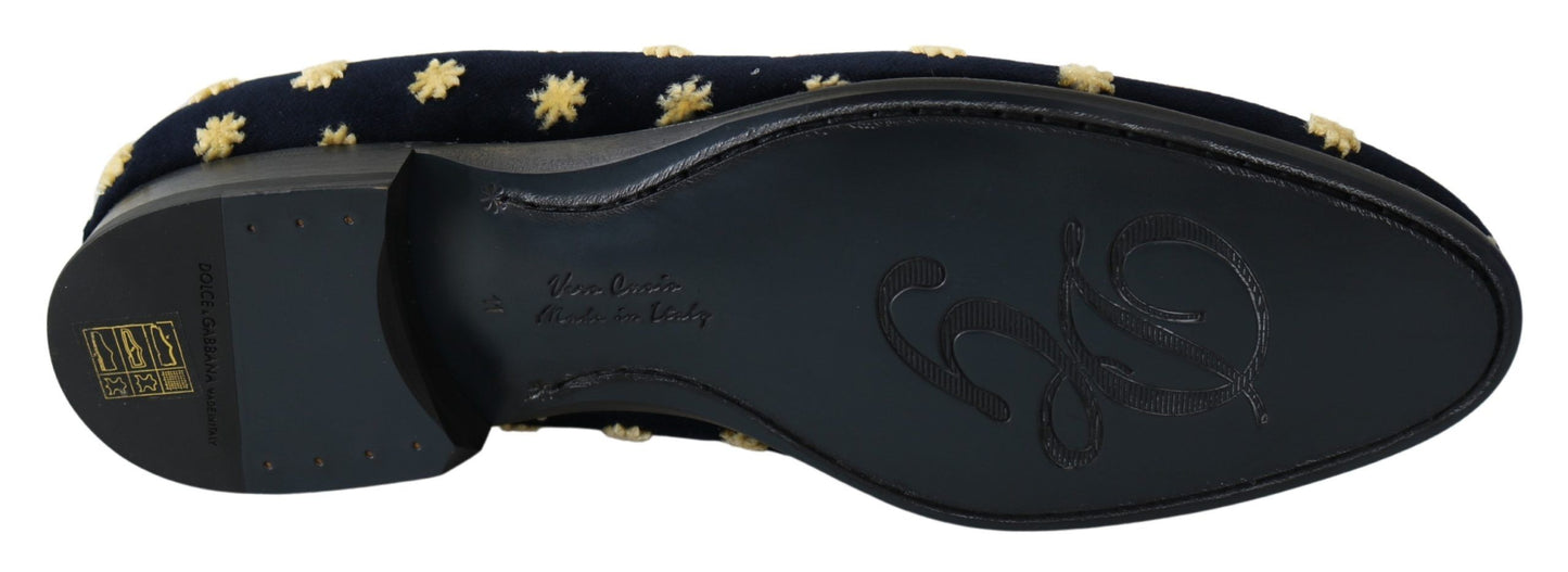 Dolce &amp; Gabbana Elegant velvet loafers with crown embroidery