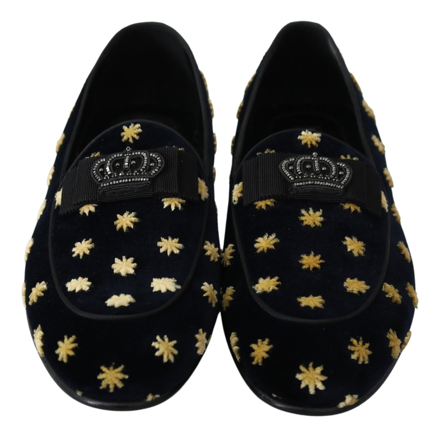 Dolce &amp; Gabbana Elegant velvet loafers with crown embroidery