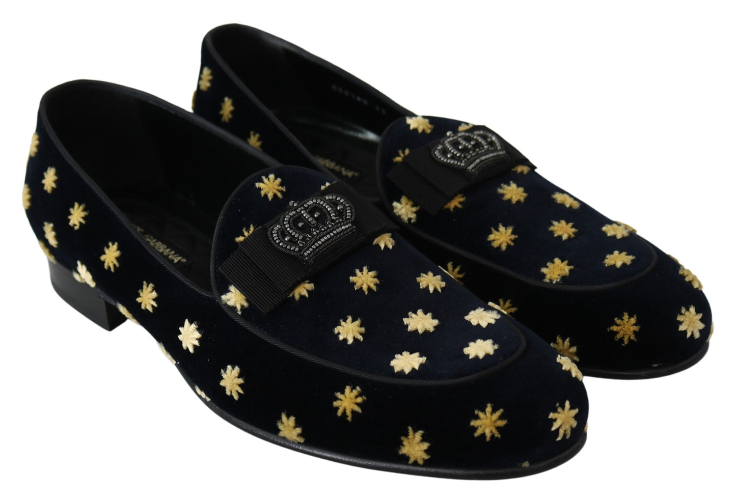 Dolce &amp; Gabbana Elegant velvet loafers with crown embroidery