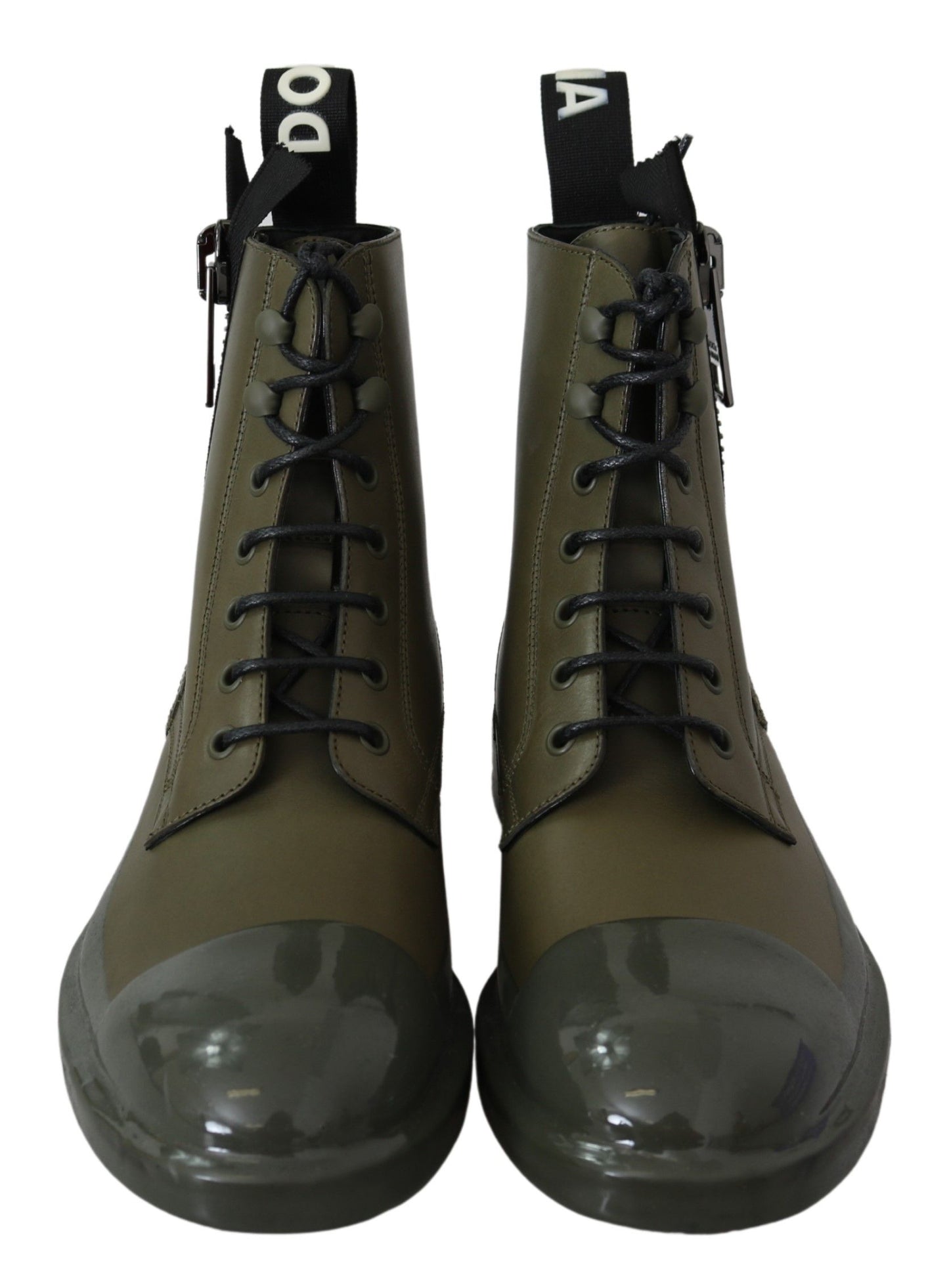 Dolce &amp; Gabbana Chic military green leather ankle boots