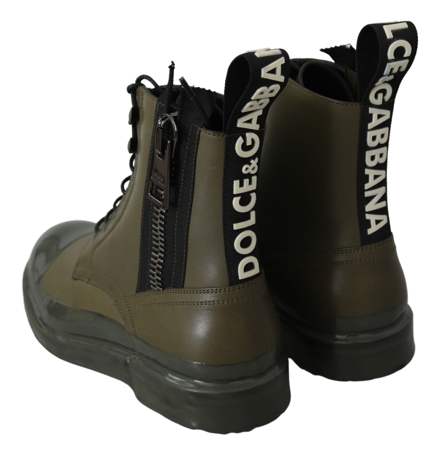 Dolce &amp; Gabbana Chic military green leather ankle boots